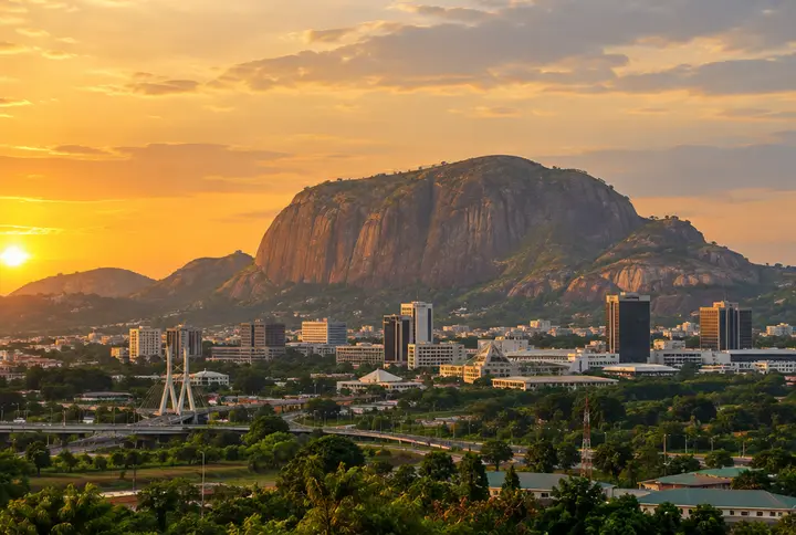 Aso Rock behind the Abuja skyline
