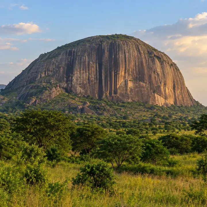 Zuma Rock rising above the savanna